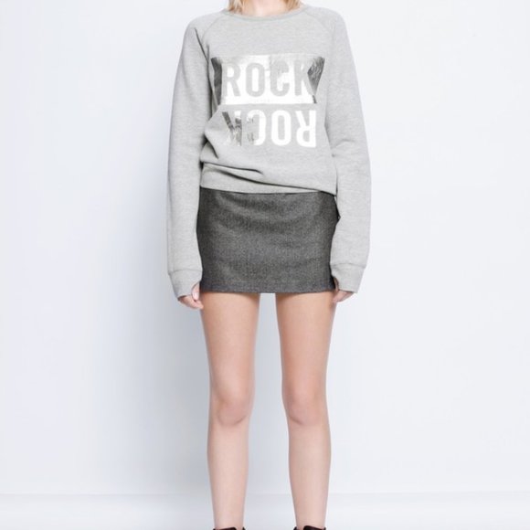 Zadig & Voltaire Women’s James Print Rock Gray Sweatshirt Top Crewneck Medium - Picture 2 of 15